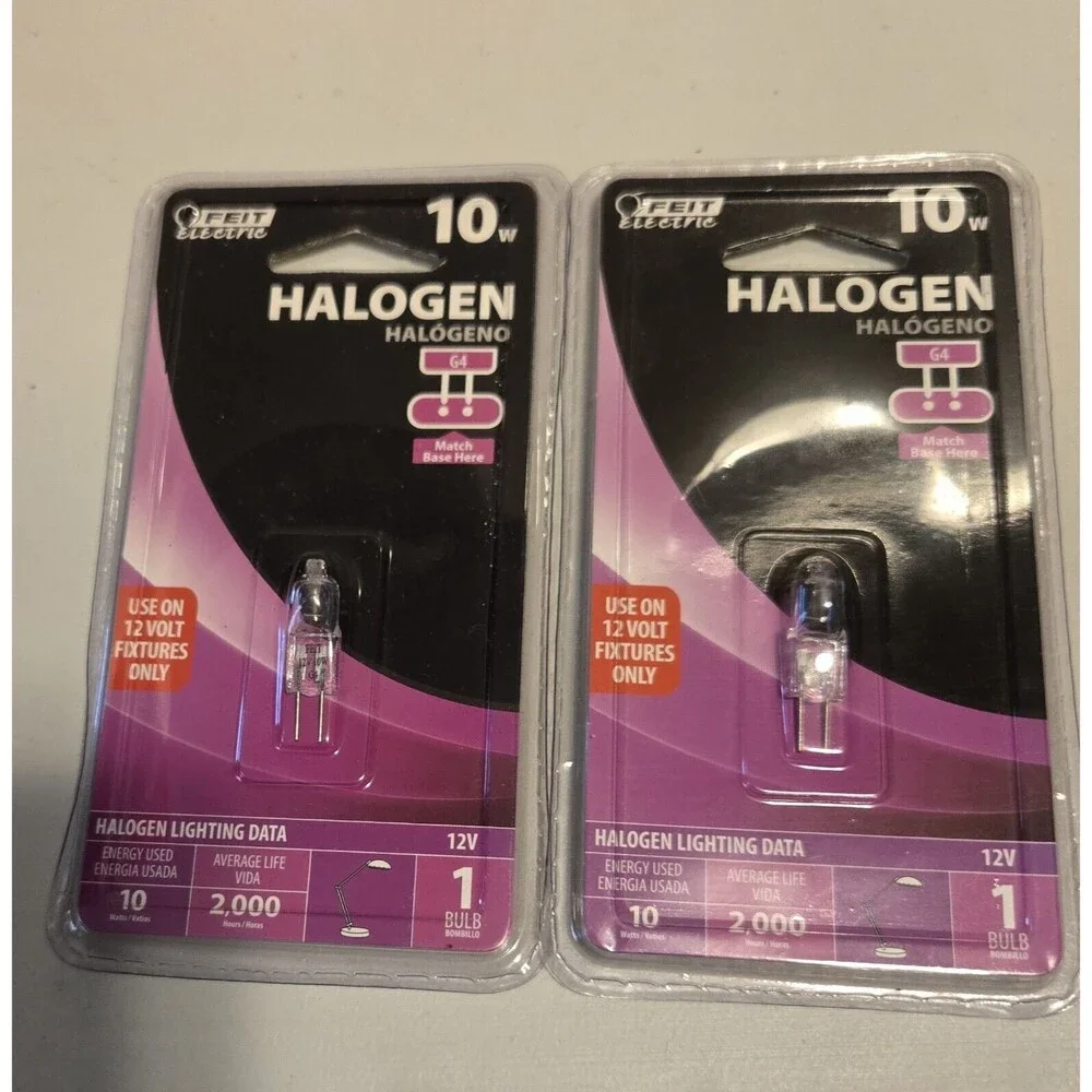 Feit Electric 10W G4 Base Halogen‎ Bulb Clear New 2 Bulbs